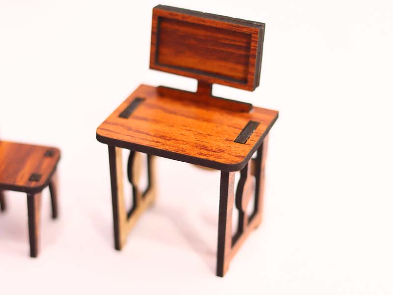 Laser Cut Dollhouse Furniture Computer Table and Chair Set