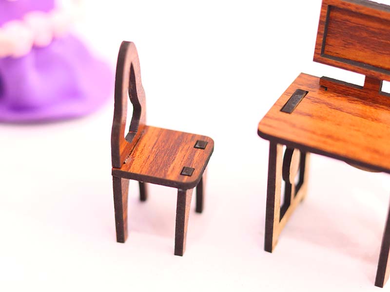 Laser Cut Dollhouse Furniture Computer Table and Chair Set