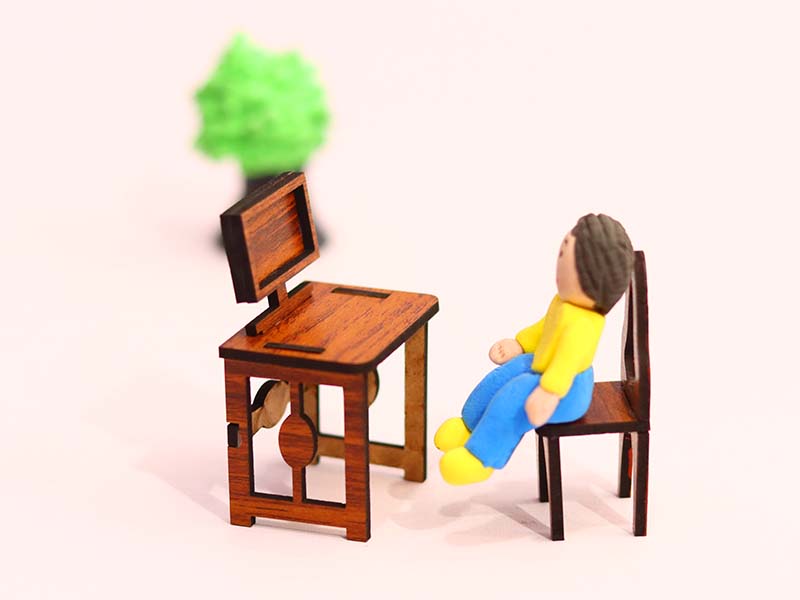 Laser Cut Dollhouse Furniture Computer Table and Chair Set