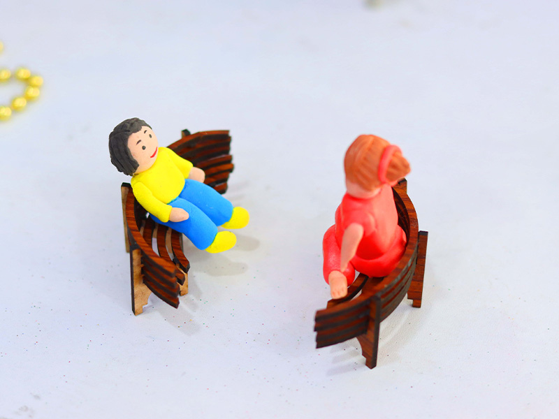 Laser Cut Dollhouse Furniture Outdoor Miniature Bench Design