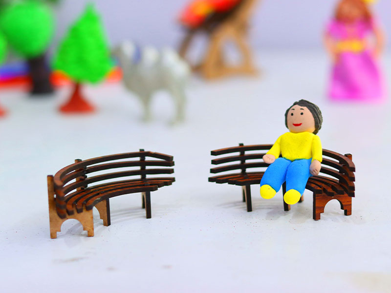 Laser Cut Dollhouse Furniture Outdoor Miniature Bench Design