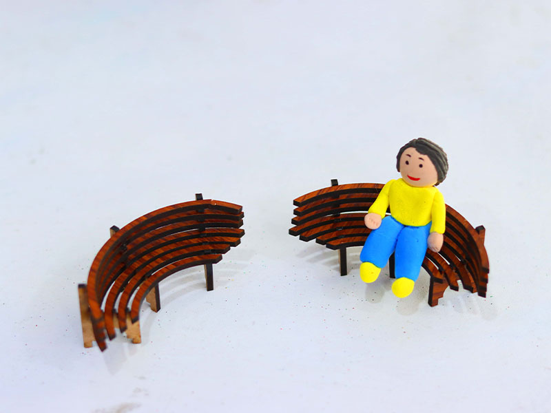 Laser Cut Dollhouse Furniture Outdoor Miniature Bench Design
