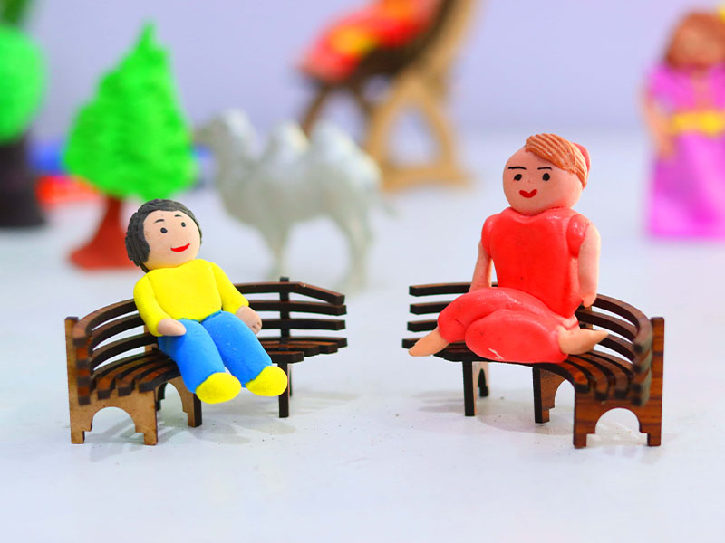 Laser Cut Dollhouse Furniture Outdoor Miniature Bench Design