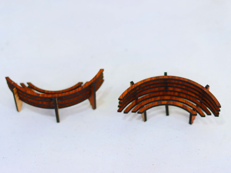 Laser Cut Dollhouse Furniture Outdoor Miniature Bench Design