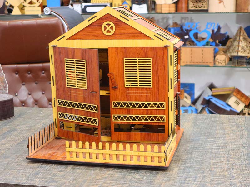 Laser Cut Dollhouse House with Miniature Furniture Toy Model Kit