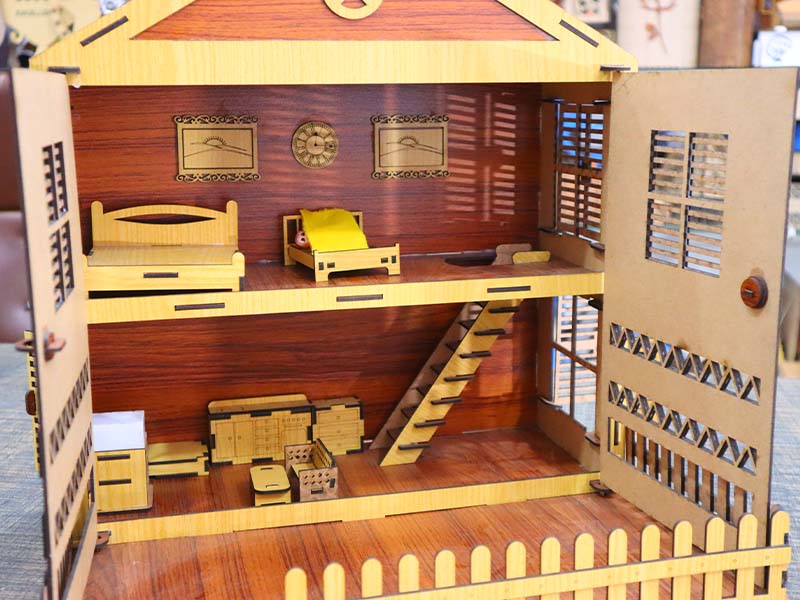 Laser Cut Dollhouse House with Miniature Furniture Toy Model Kit