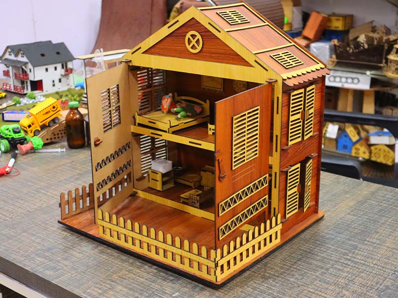 Laser Cut Dollhouse House with Miniature Furniture Toy Model Kit