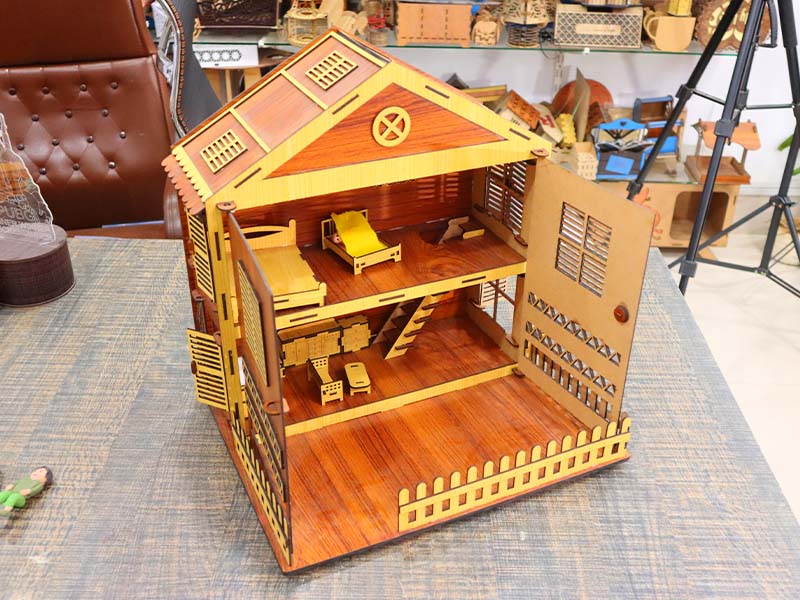 Laser Cut Dollhouse House with Miniature Furniture Toy Model Kit