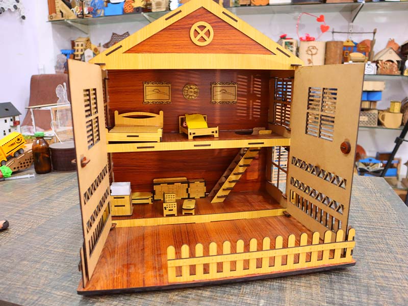 Laser Cut Dollhouse House with Miniature Furniture Toy Model Kit
