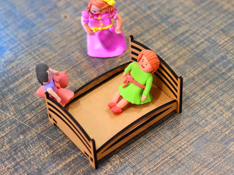 Laser Cut Dollhouse Miniature Bed Design Doll House Furniture