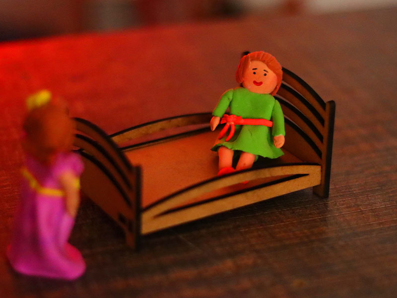 Laser Cut Dollhouse Miniature Bed Design Doll House Furniture