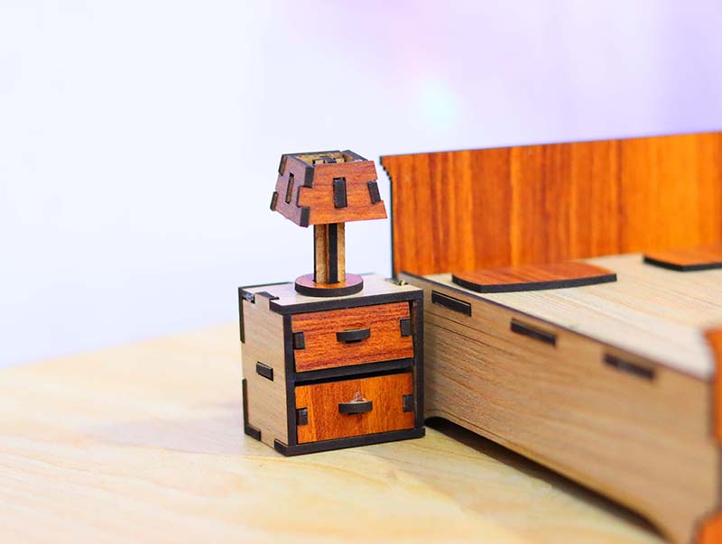 Laser Cut Dollhouse Miniature Bed Set Furniture