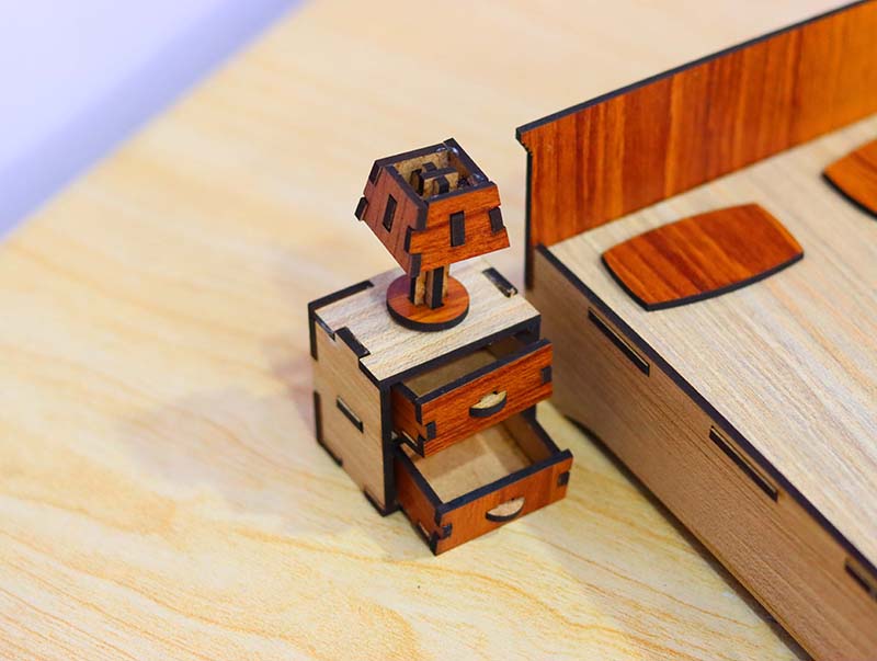 Laser Cut Dollhouse Miniature Bed Set Furniture