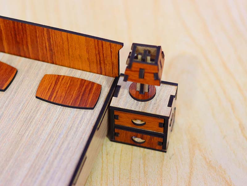 Laser Cut Dollhouse Miniature Bed Set Furniture