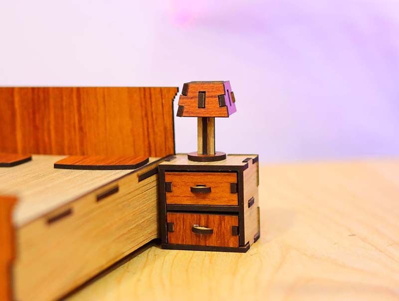Laser Cut Dollhouse Miniature Bed Set Furniture