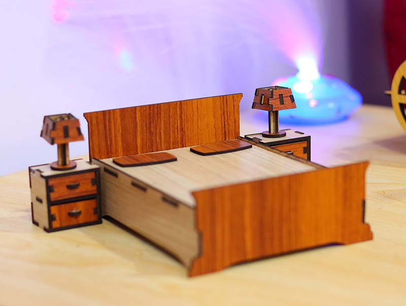 Laser Cut Dollhouse Miniature Bed Set Furniture