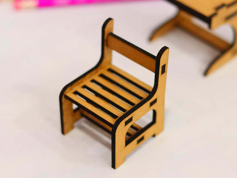 Laser Cut Dollhouse Miniature Furniture Sturdy Table and Chair