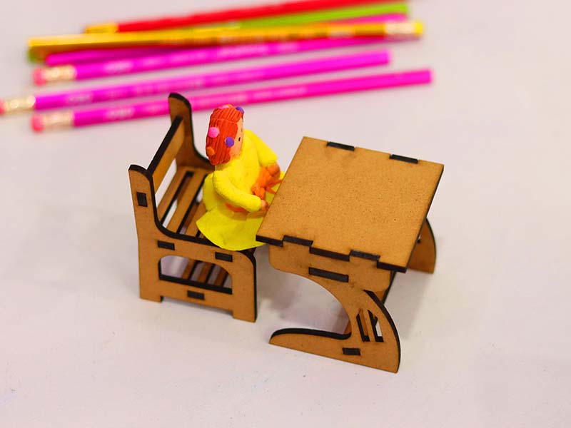 Laser Cut Dollhouse Miniature Furniture Sturdy Table and Chair