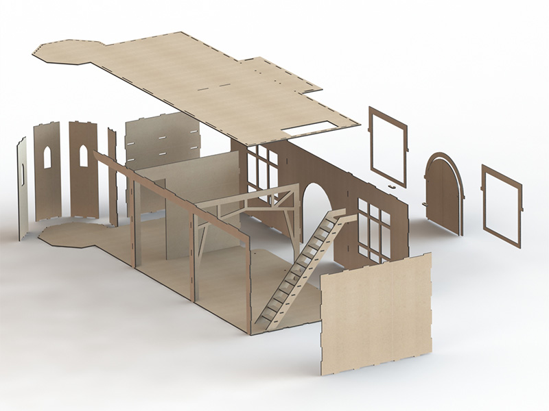 Laser Cut Dollhouse Plans Barbie Doll House 3D Model Kit