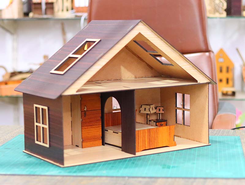Laser Cut Dollhouse 3D Wooden Model Kit