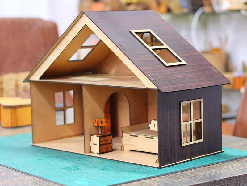 Laser Cut Dollhouse 3D Wooden Model Kit