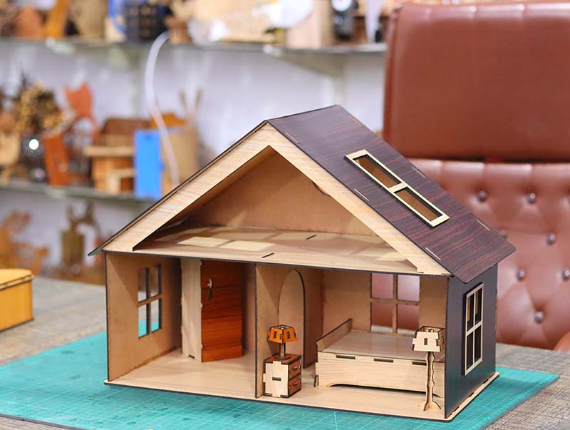 Laser Cut Dollhouse 3D Wooden Model Kit