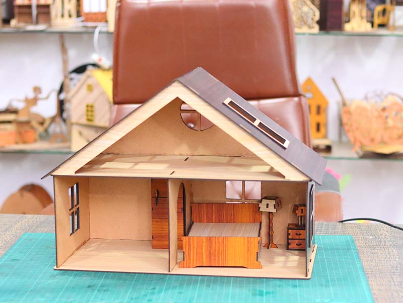 Laser Cut Dollhouse 3D Wooden Model Kit