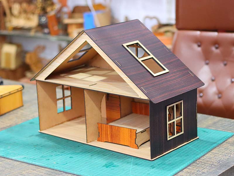 Laser Cut Dollhouse 3D Wooden Model Kit
