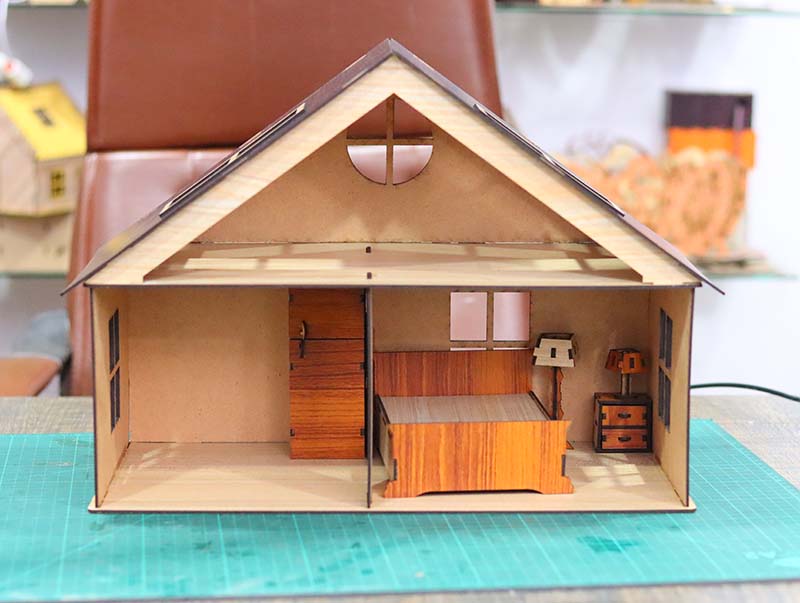 Laser Cut Dollhouse 3D Wooden Model Kit