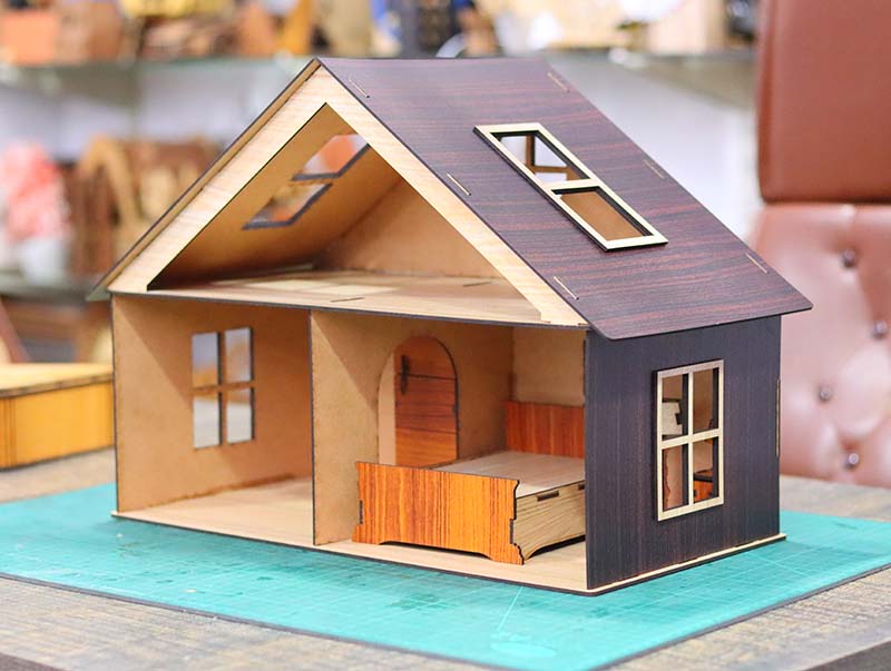 Laser Cut Dollhouse 3D Wooden Model Kit