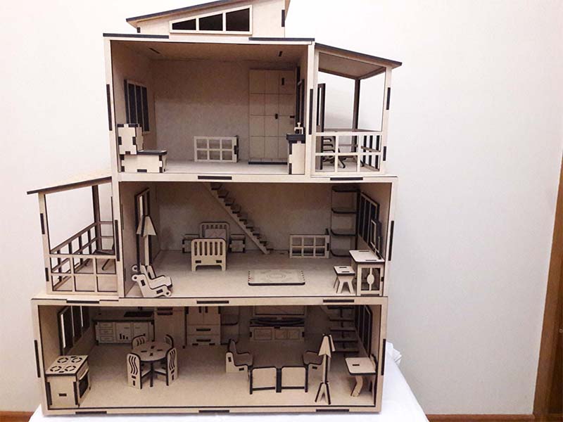 Laser Cut Dollhouse Plans Miniature House for kids