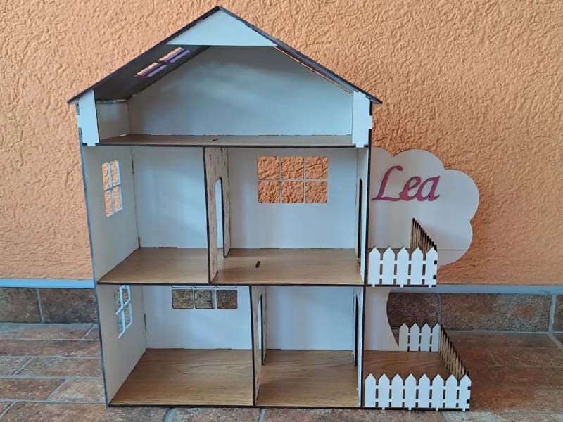 Laser Cut Dollhouse Plans Wooden Miniature House Design