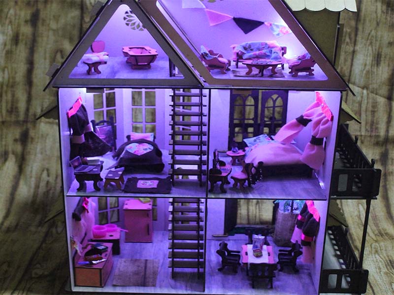 Laser Cut Dollhouse Plans Wooden Toy House for Kids