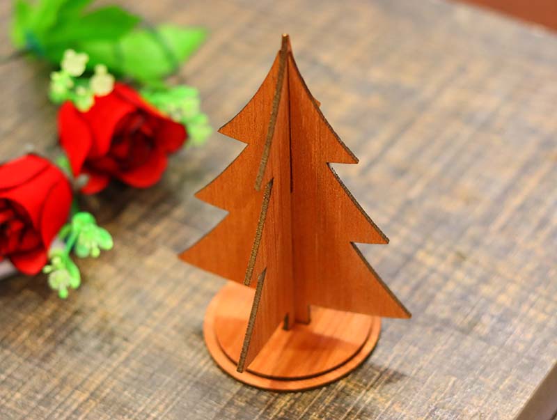 Laser Cut Wooden Christmas Decorative Tree with Stand