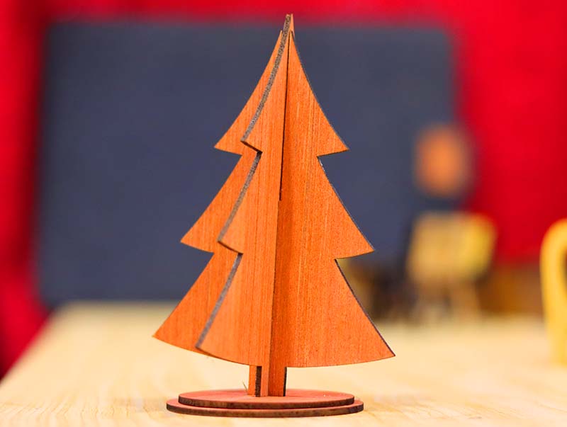 Laser Cut Wooden Christmas Decorative Tree with Stand