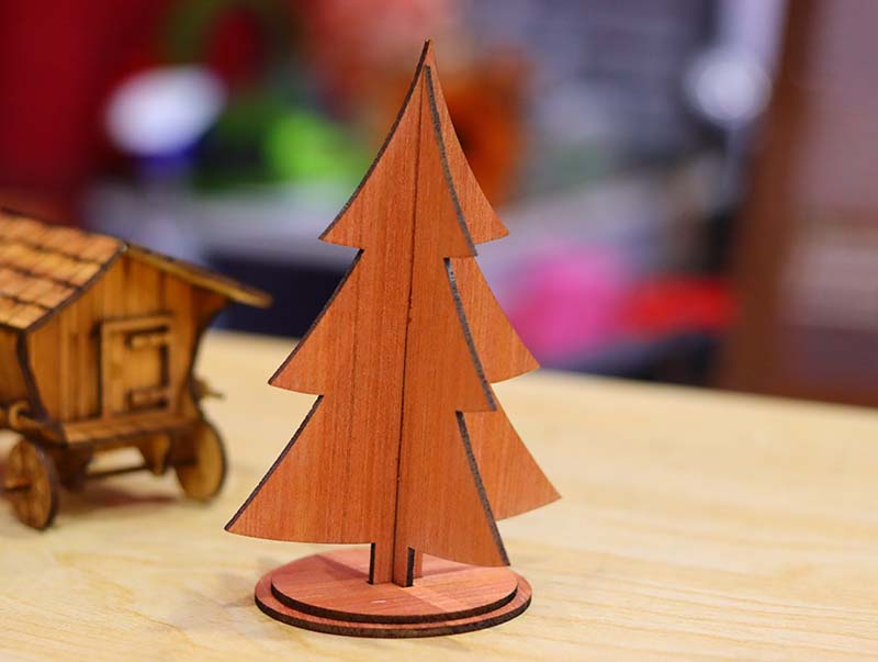 Laser Cut Wooden Christmas Decorative Tree with Stand