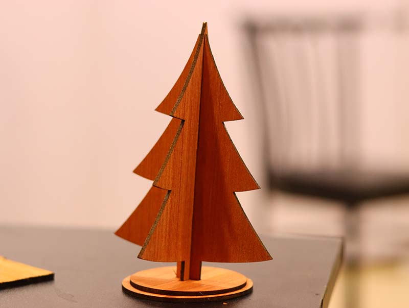 Laser Cut Wooden Christmas Decorative Tree with Stand