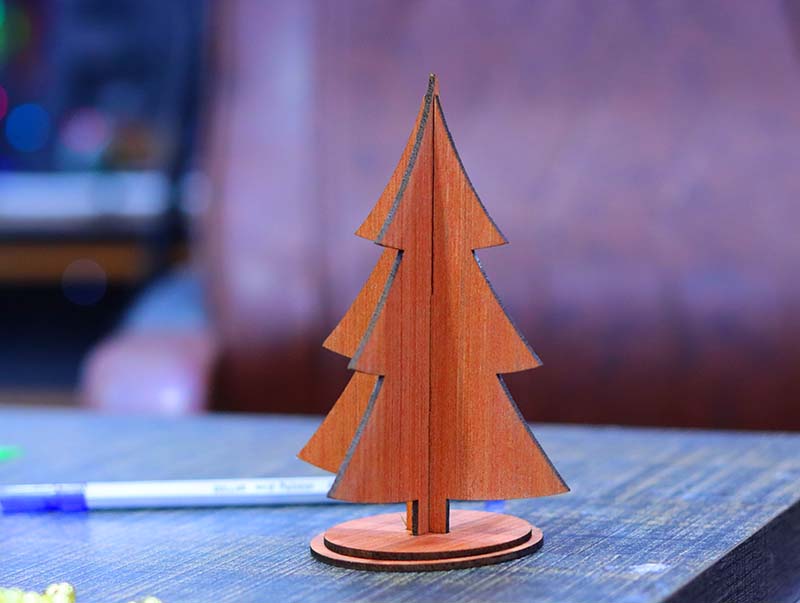 Laser Cut Wooden Christmas Decorative Tree with Stand