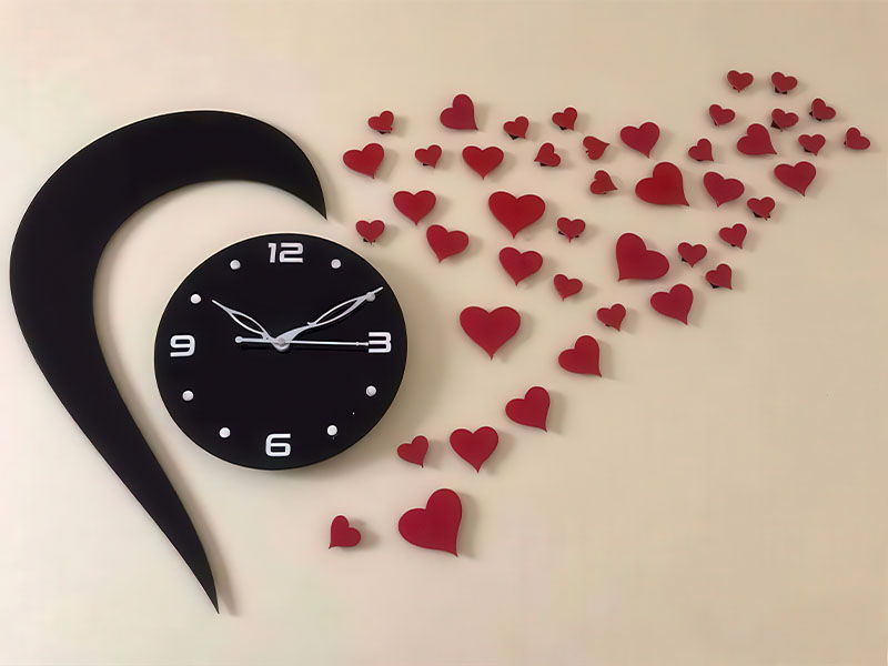 Laser Cut Chand Hub Heart Shape Wall Clock Wall Decoration Idea