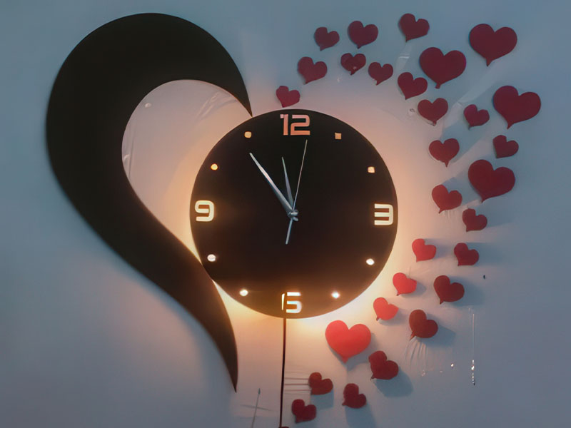 Laser Cut Chand Hub Heart Shape Wall Clock Wall Decoration Idea