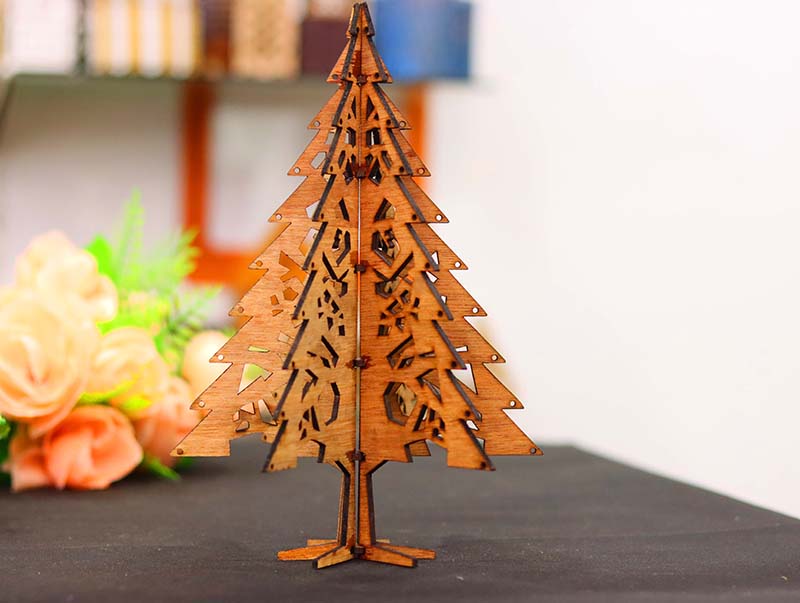 Laser Cut Wooden Christmas Tree 3D Model for Decoration