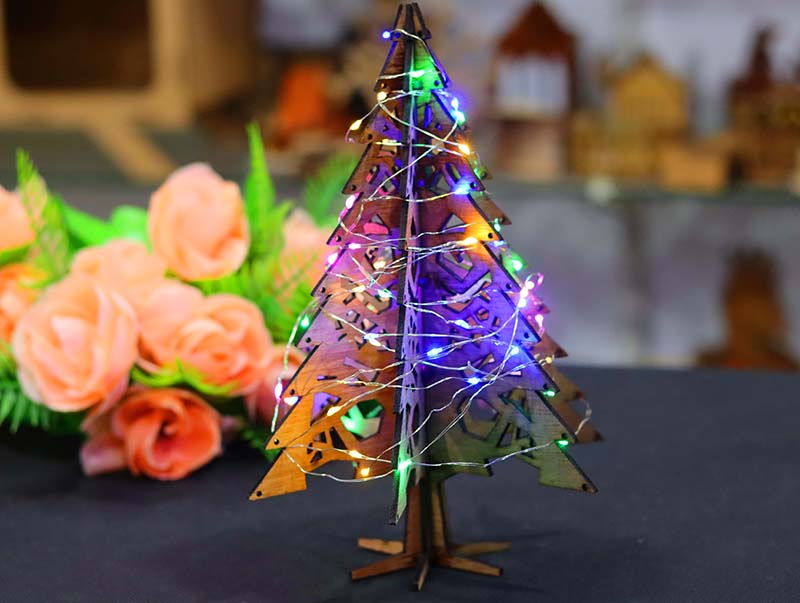 Laser Cut Wooden Christmas Tree 3D Model for Decoration