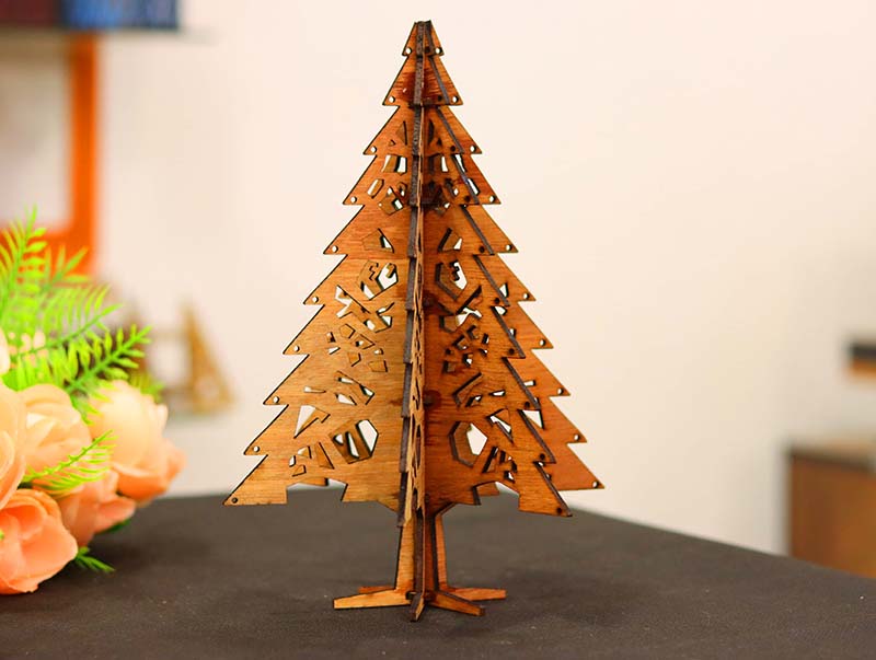 Laser Cut Wooden Christmas Tree 3D Model for Decoration