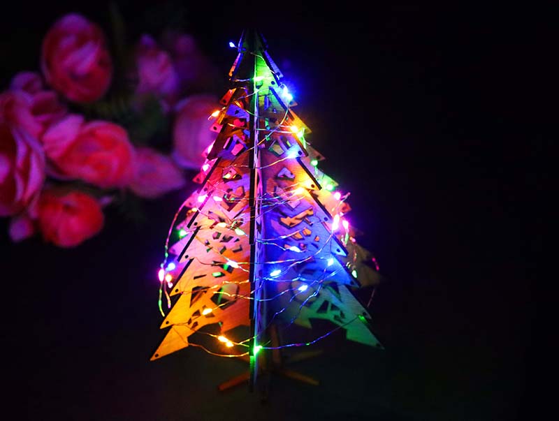 Laser Cut Wooden Christmas Tree 3D Model for Decoration