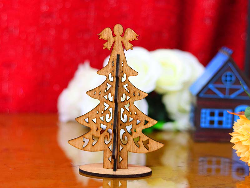 Laser Cut Christmas 3D Wooden Tree for Christmas Decorations