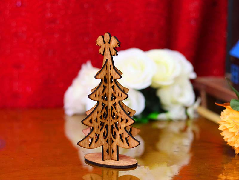 Laser Cut Christmas 3D Wooden Tree for Christmas Decorations