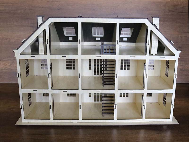 Laser Cut Architectural Dollhouse 3D Model Template