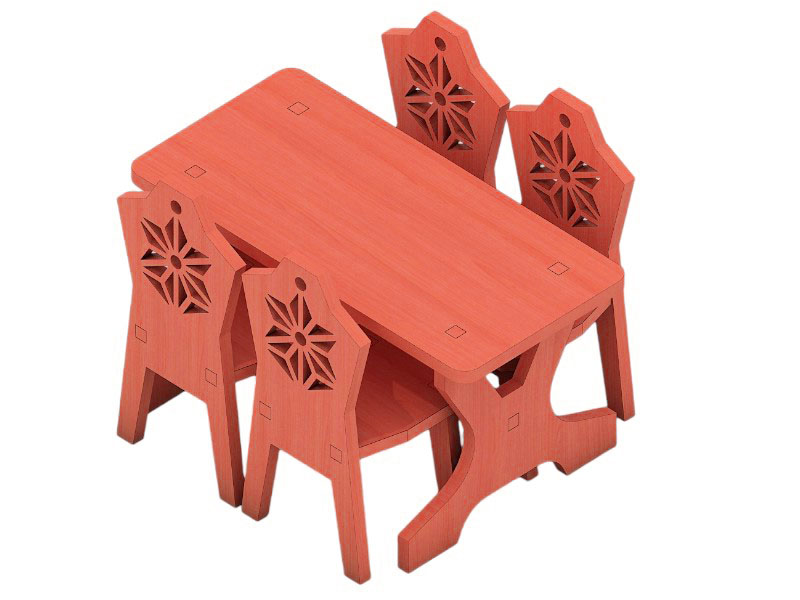 Laser Cut Miniature Dollhouse Ellipse Dining Table Set