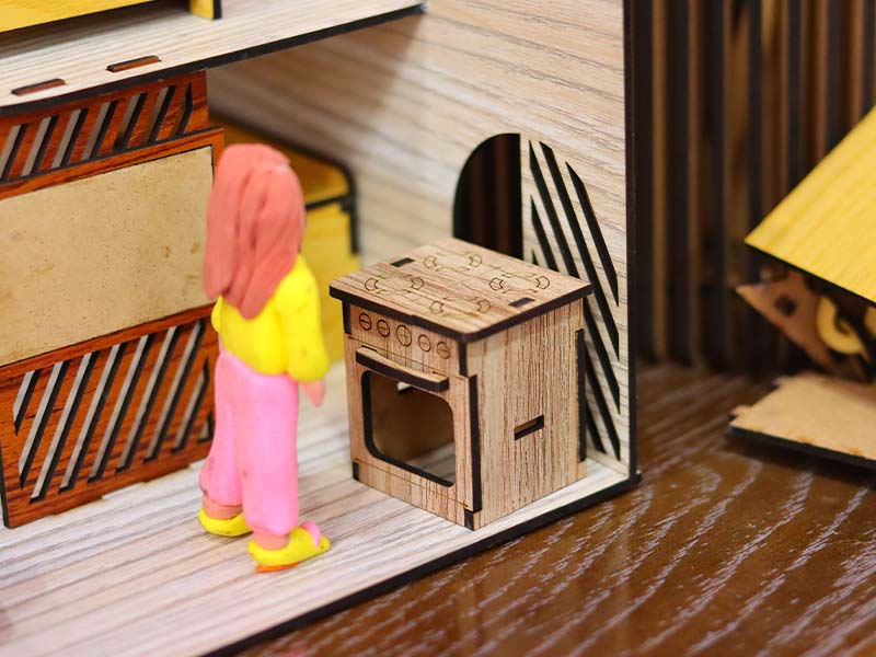 Laser Cut Miniature Dollhouse Stove Toy Model