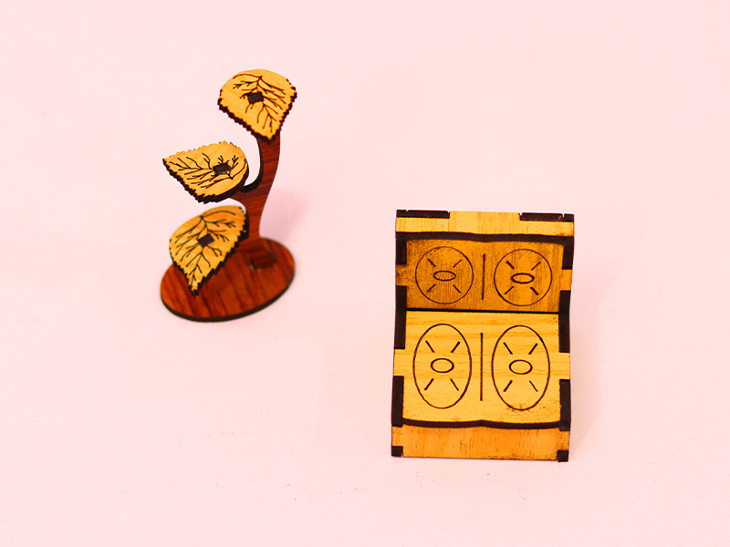 Laser Cut Dollhouse Sofa with Plant Stand Miniature Furniture